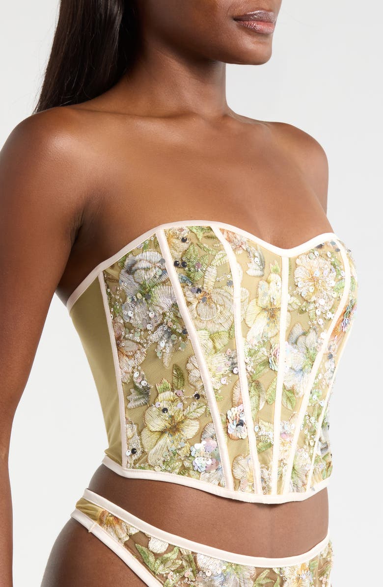 KILO BRAVA Sweetheart Embroidered Bustier, Alternate, color, Champagne Sparkle