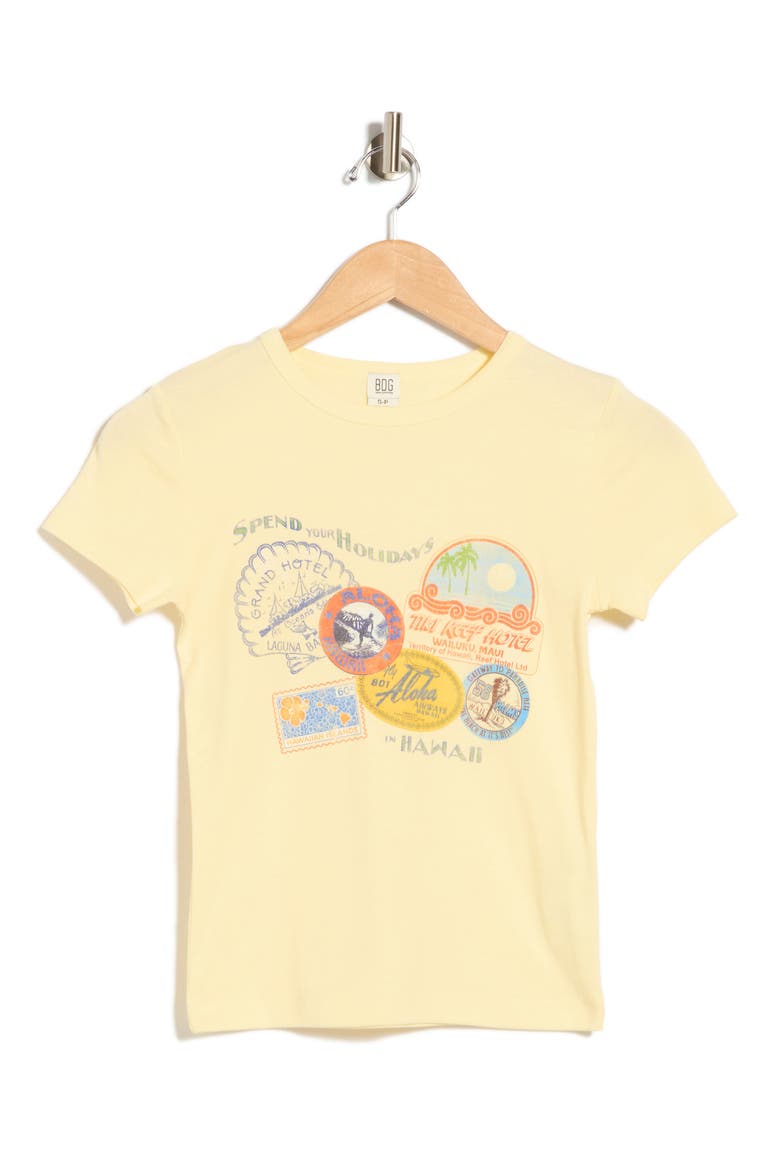 Holiday Stamps Graphic Baby Tee, Main, color, YELLOW