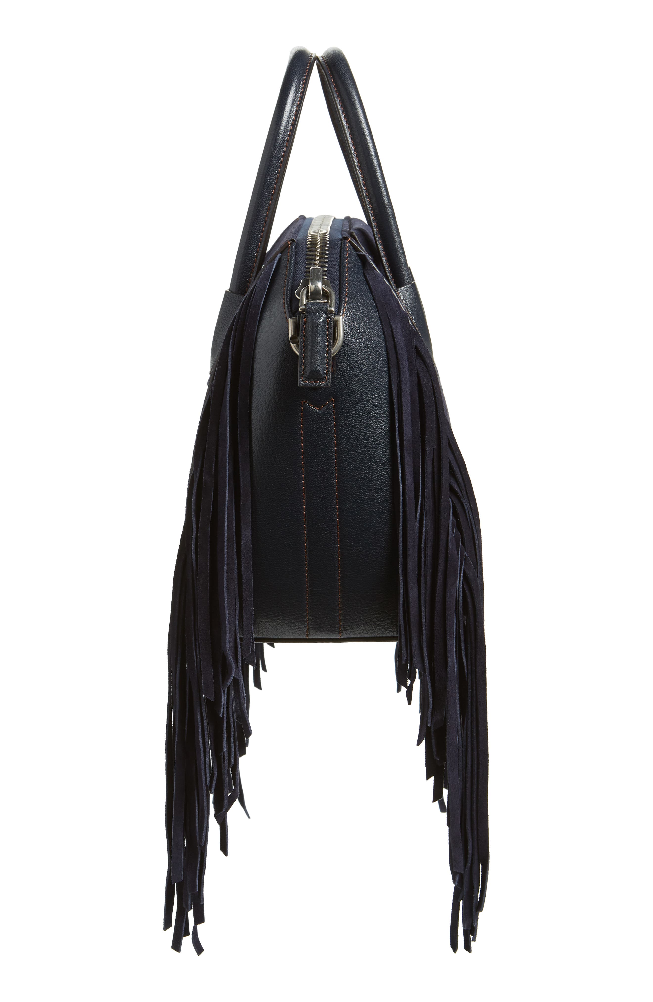 Small Antigona Fringe Embellished Suede Satchel, Alternate, color, DARK BLUE