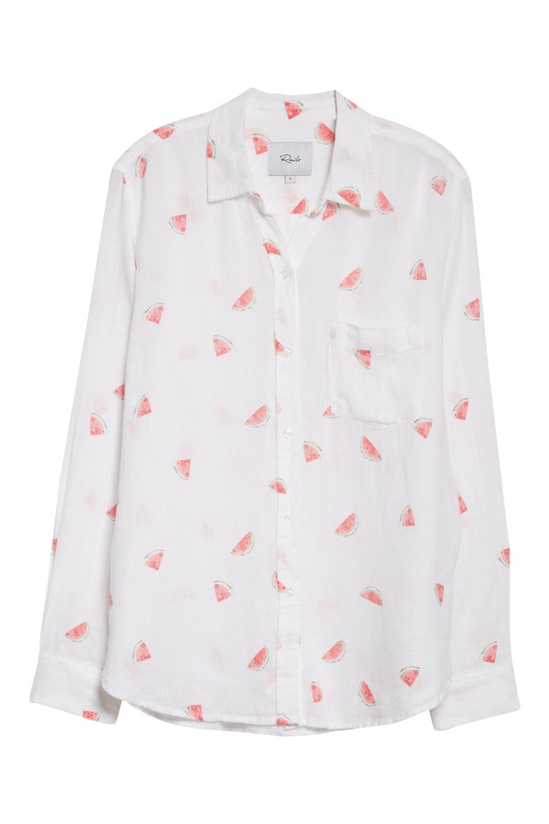 Charli Watermelon Print Linen Blend Blouse, Alternate, color, WATERMELONS MULTI