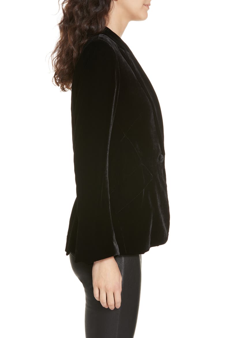 Velvet Blazer, Alternate, color, BLACK
