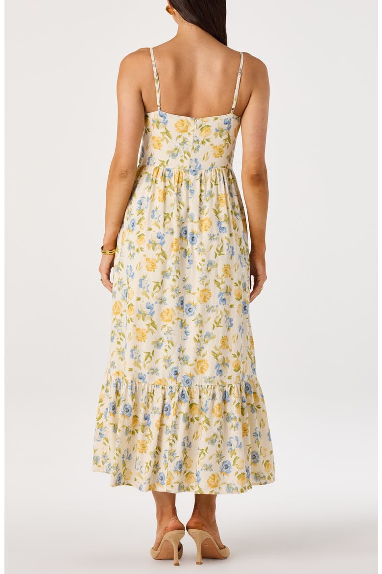 Floral Pleated Bust Fit & Flare Sundress, Alternate, color, IVORY BLUE MULTI FLORAL