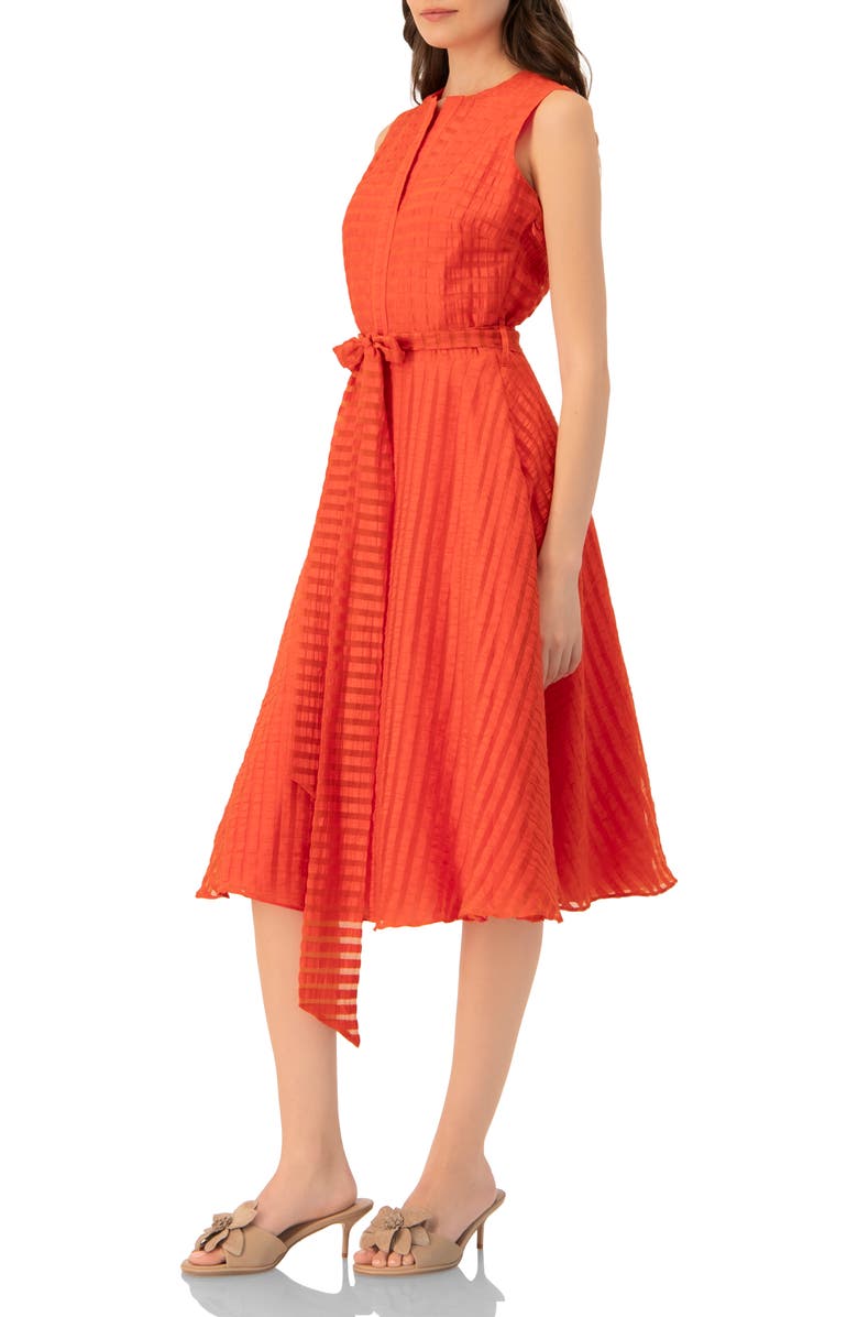 IVONNE Midi A-Line Dress with Waist Tie, Alternate, color, Orange