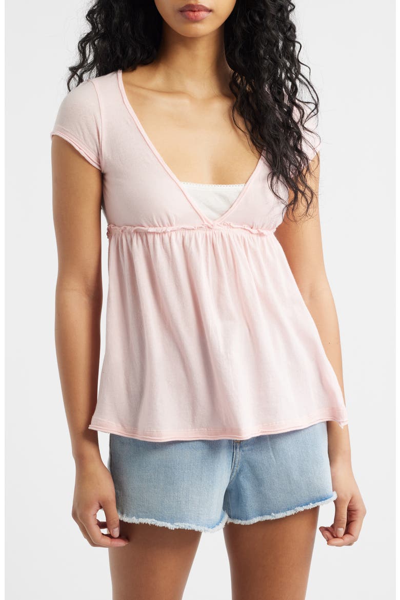 Tina Layered Cotton Babydoll Top, Main, color, PINK