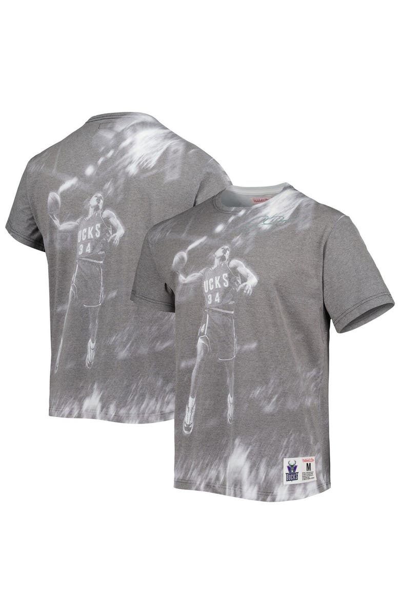 Mitchell & Ness Men's Mitchell & Ness Ray Allen Heather Gray Milwaukee Bucks Above The Rim T-Shirt, Main, color, Heather Gray