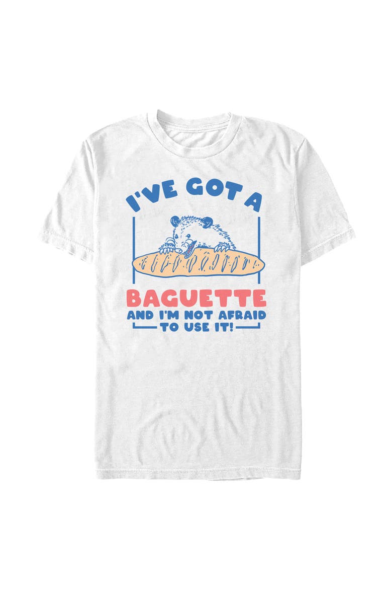 Men's Lost Gods Opossum Baguette Drawing  Graphic T-Shirt, Main, color, White