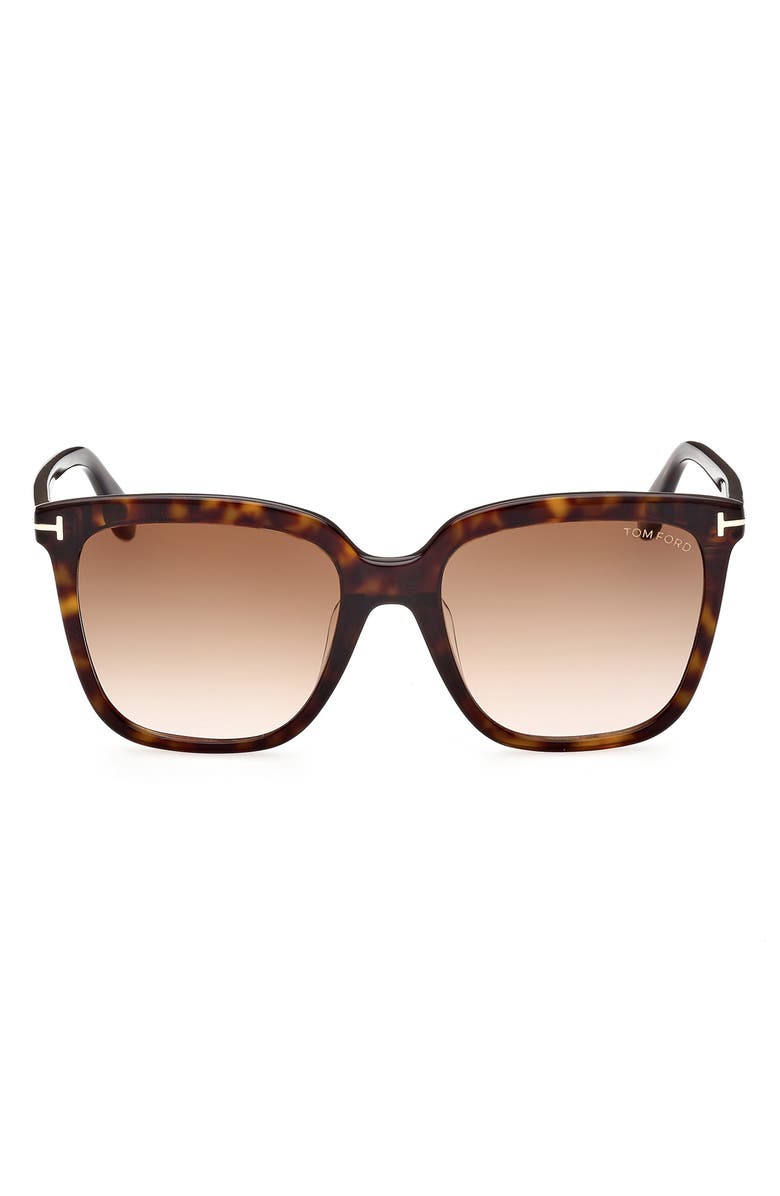 TOM FORD 55mm Butterfly Sunglasses, Main, color, Dark Havana / Gradient Brown
