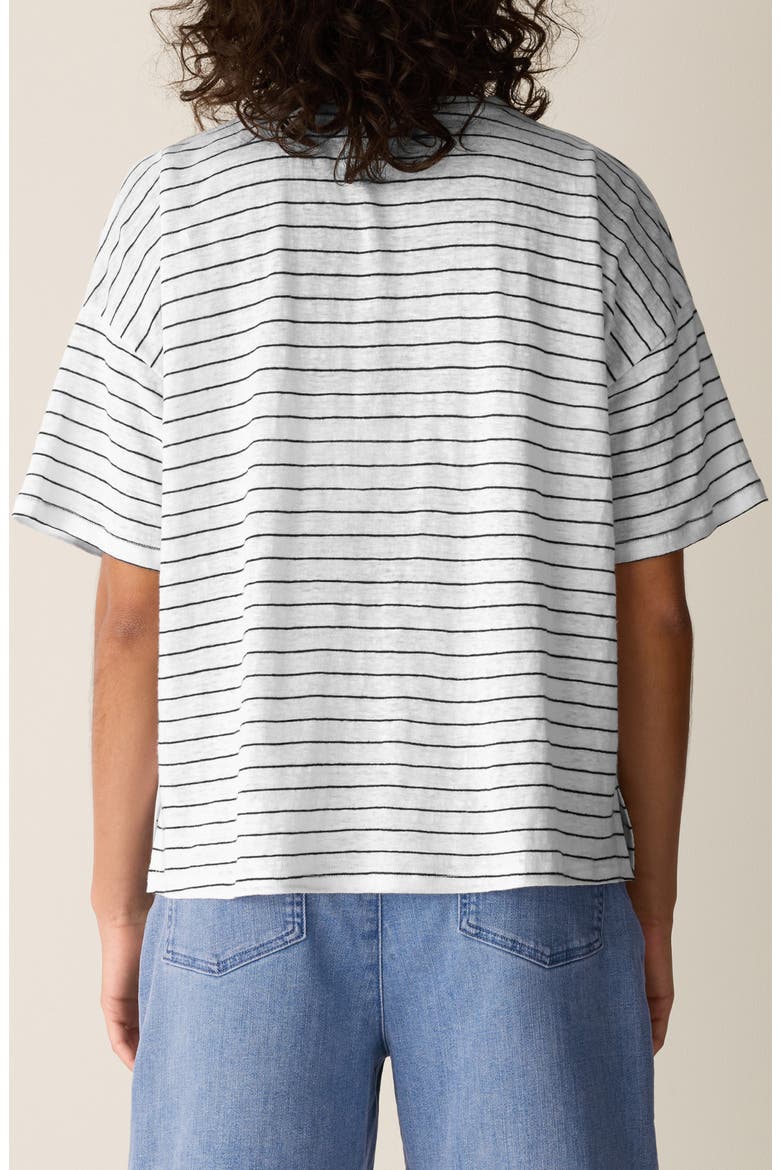 Boxy Stripe Organic Linen T-Shirt, Alternate, color, WHITE/ BLACK
