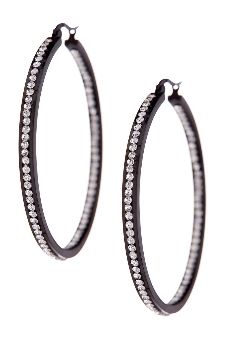 HMY JEWELRY Channel Set Simulated Diamond Hoop Earrings, Alternate, color, 