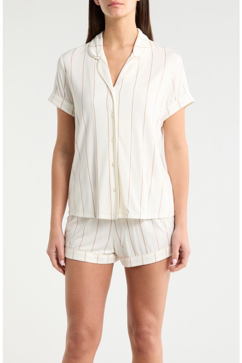 Moonlight Eco Short Pajamas, Main, color, IVORY- TAN CALM PINSTRIPE