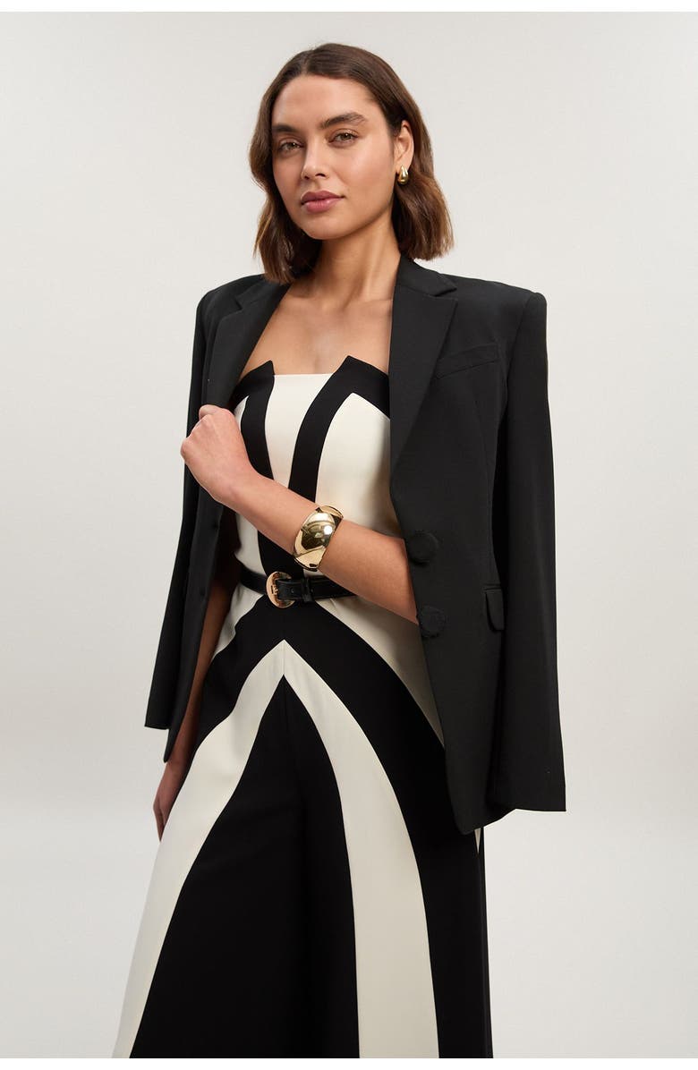 Karen Millen Colour Block Bandeau Jumpsuit, Alternate, color, Mono