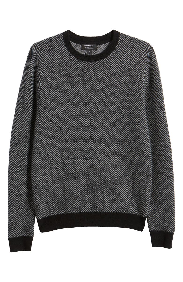 Nordstrom Herringbone Cashmere Crewneck Sweater, Alternate, color,