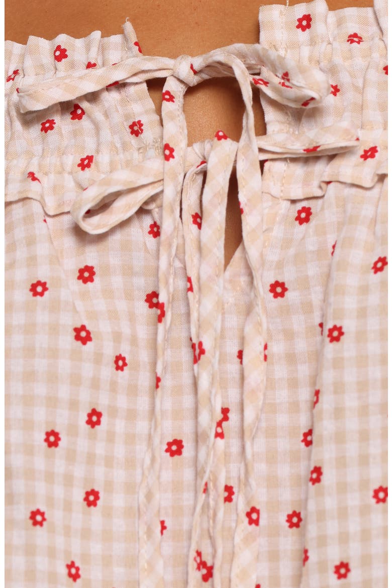 Renata Floral Gingham Babydoll Tank, Alternate, color, RED FLORAL