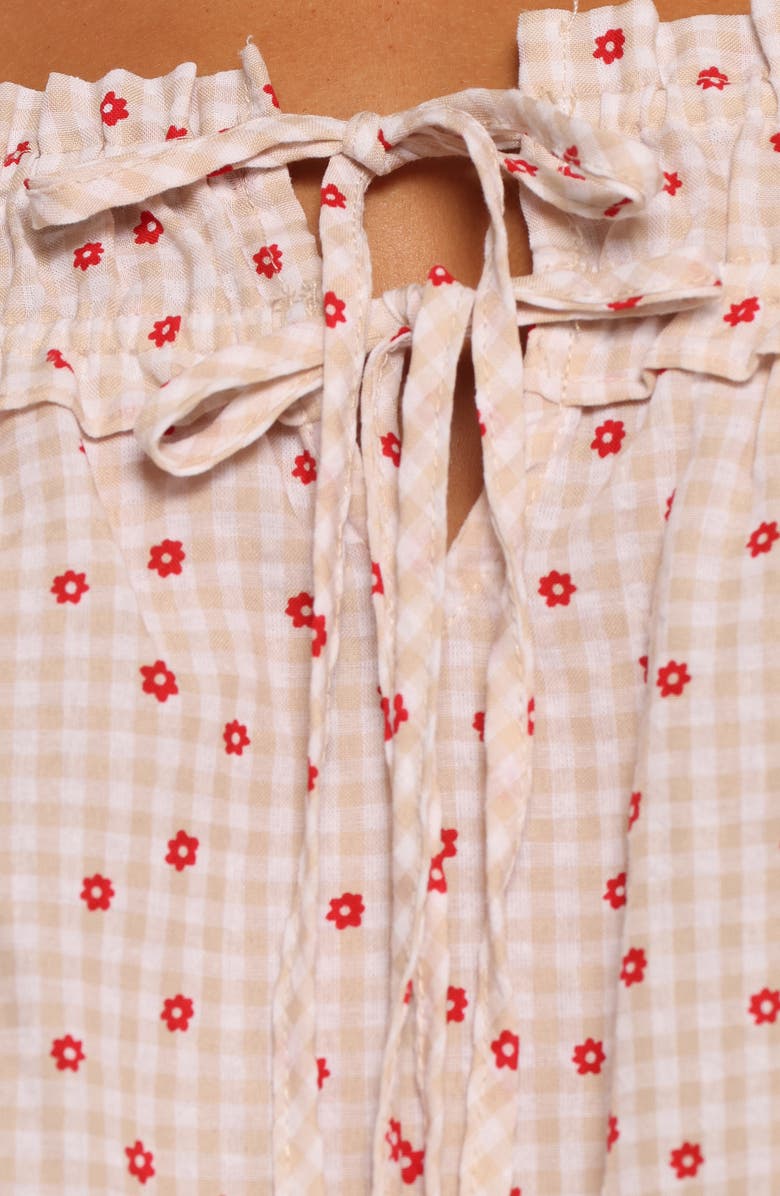 Petal & Pup Renata Floral Gingham Babydoll Tank, Alternate, color, Red Floral