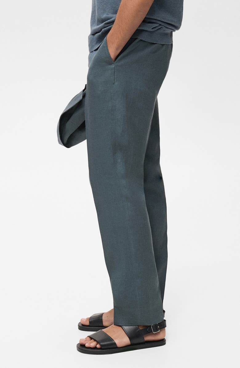 MANGO Straight Leg Linen Pants, Alternate, color, 