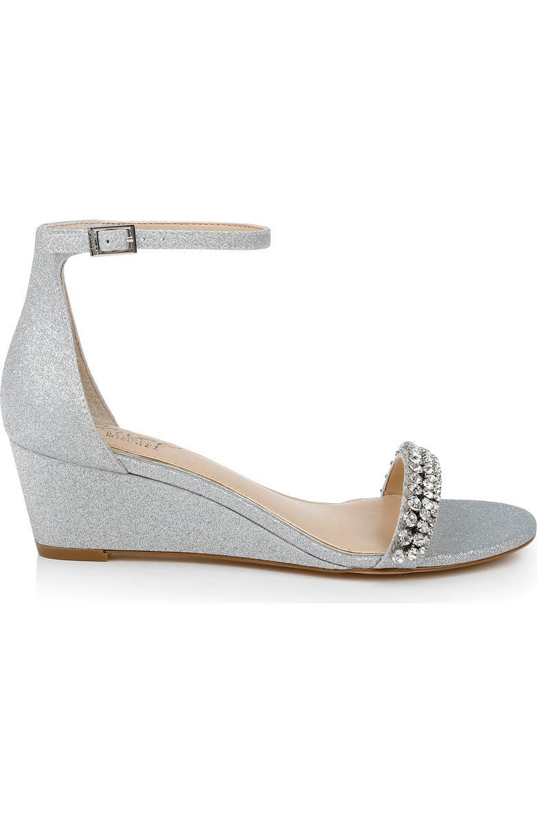 Jewel Badgley Mischka Lora Wedge Sandal, Alternate, color, Silver Glitter