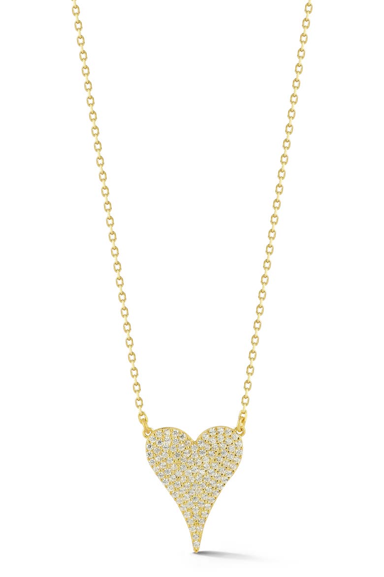 Cubic Zirconia Heart Pendant Necklace, Main, color, GOLD