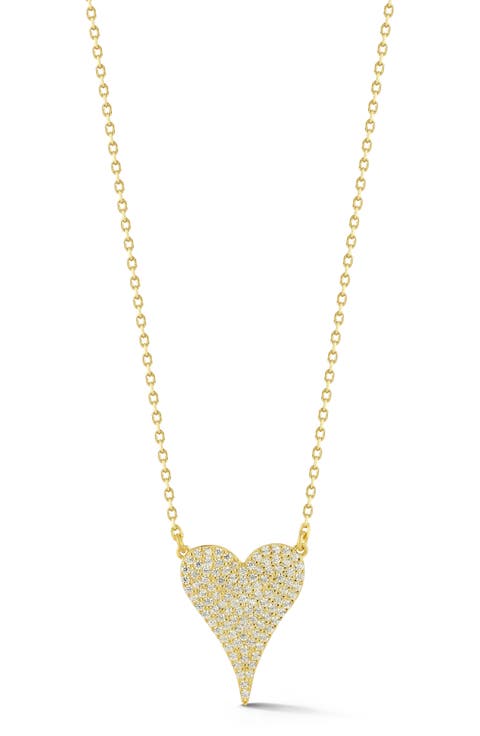 14k Gold Plated Sterling Silver Cubic Zirconia Heart Pendant Necklace