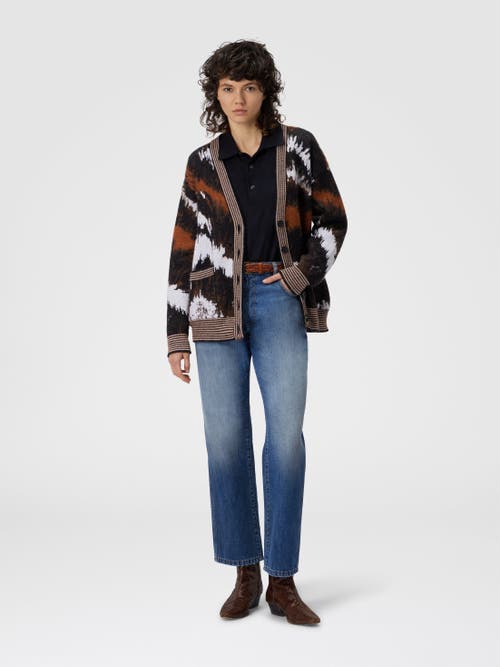 Missoni Oversized Cardigan In Tiger Pattern Knit In Brown