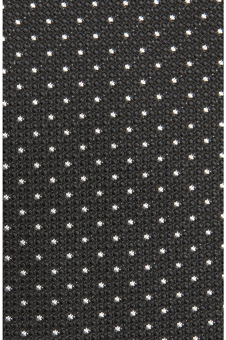 Micro Dot Skinny Silk Tie, Alternate, color, BLACK/ WHITE