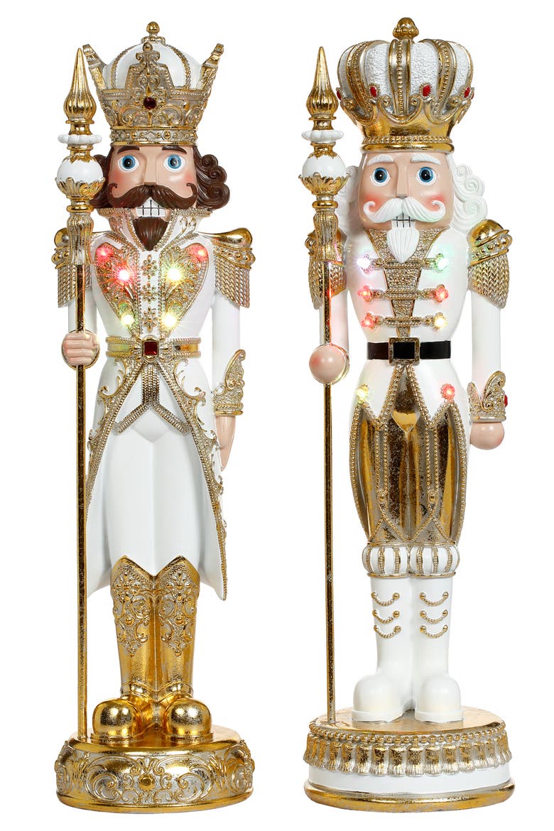 Lighted Grand King Nutcracker, Set of 2, Main, color, Gold