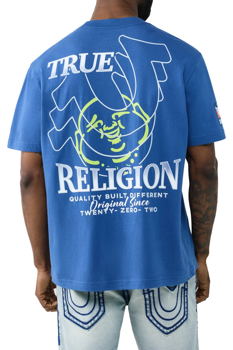 Horseshoe Repeat Cotton Graphic T-Shirt, Alternate, color, PACIFIC BLUE