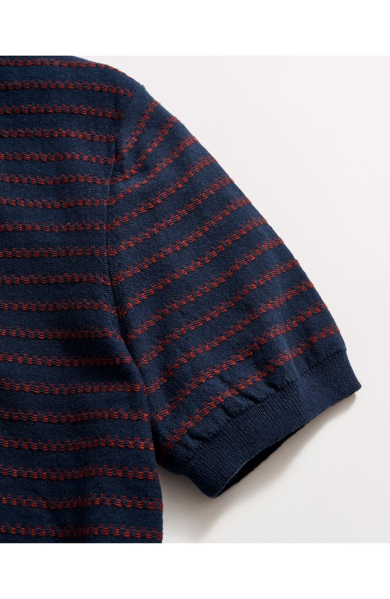 Billy Reid Texture Stripe Polo Sweater, Alternate, color, Carbon Blue