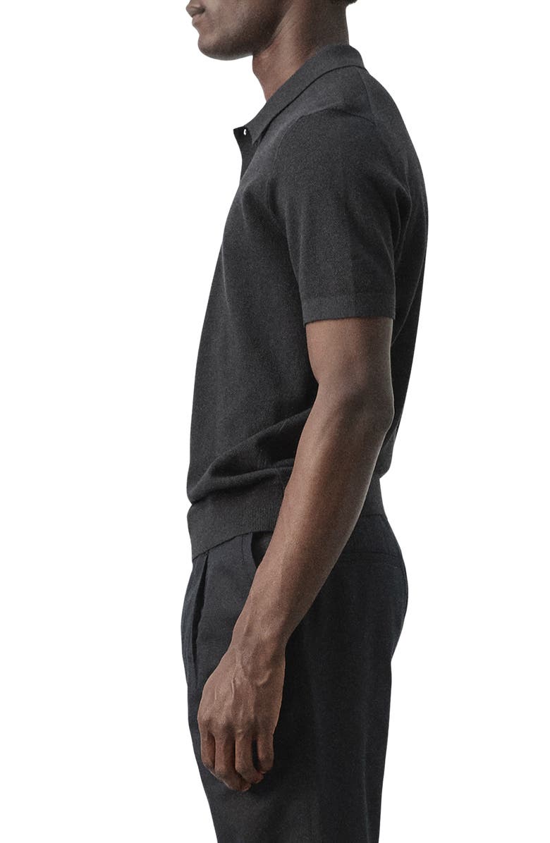 MANGO Fine Knit Polo, Alternate, color, Black