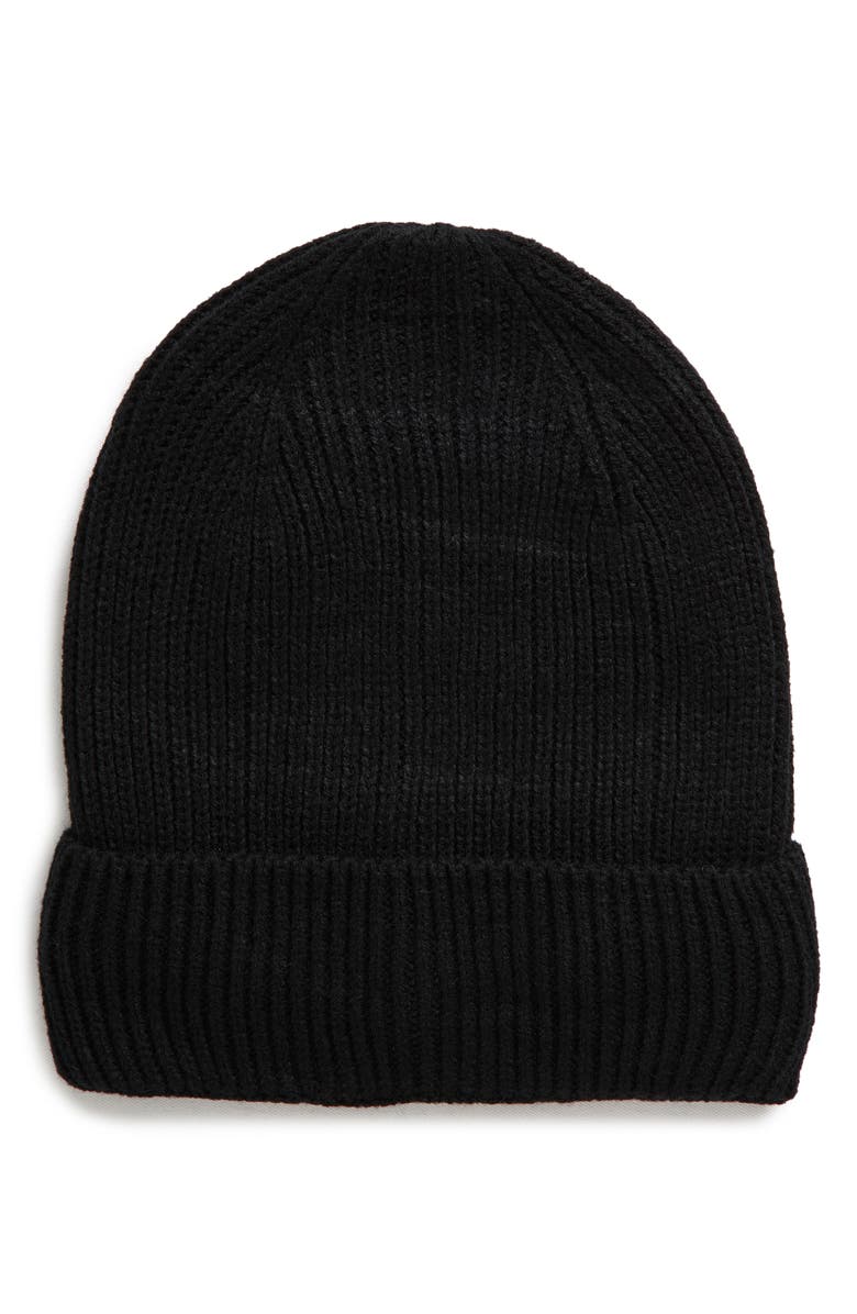 NORDSTROM RACK Rib Beanie, Main, color, Black