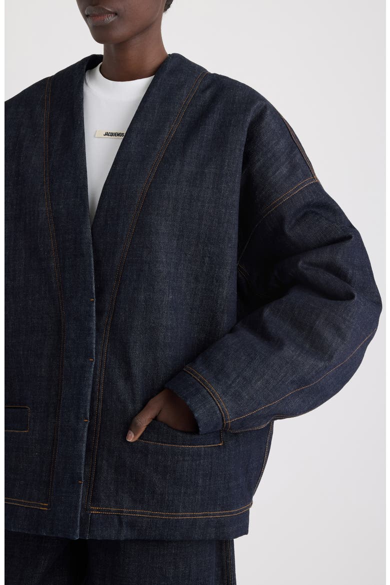Le Cardigan de-Nîmes Oversize Denim Cardigan, Alternate, color, DARK NAVY