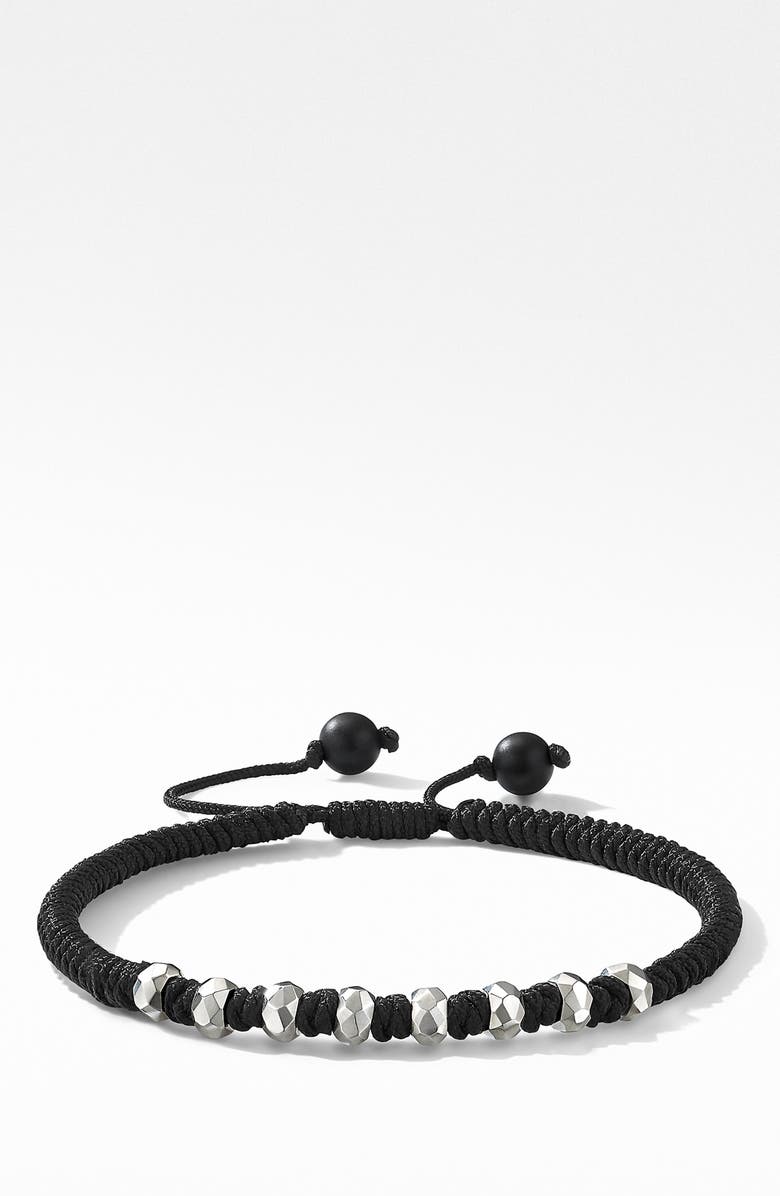 David Yurman Spiritual Beads Fortune Woven Bracelet with Black Onyx in Sterling Silver, Main, color, 