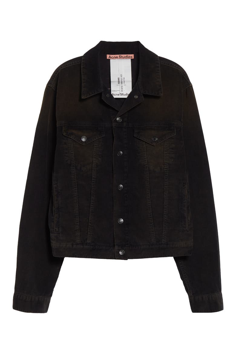 Rye Organic Cotton Corduroy Trucker Jacket, Alternate, color, BLACK