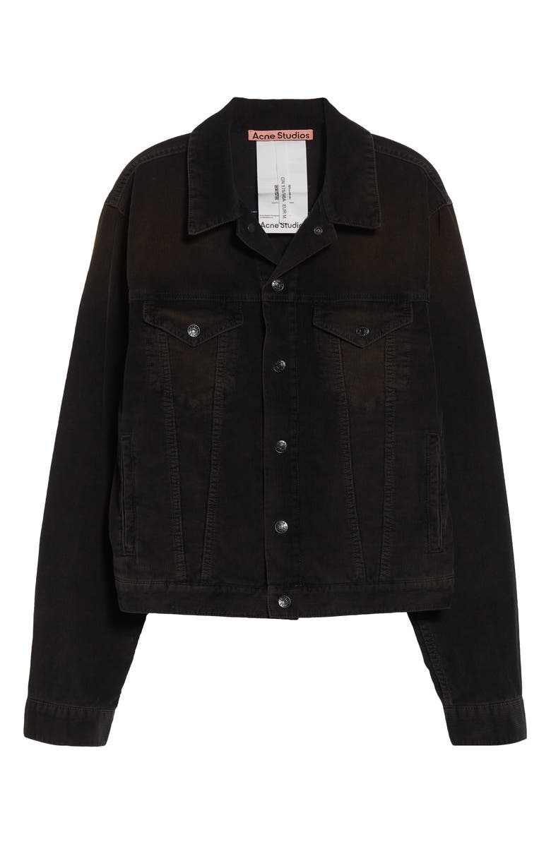 Acne Studios Rye Organic Cotton Corduroy Trucker Jacket, Alternate, color, Black