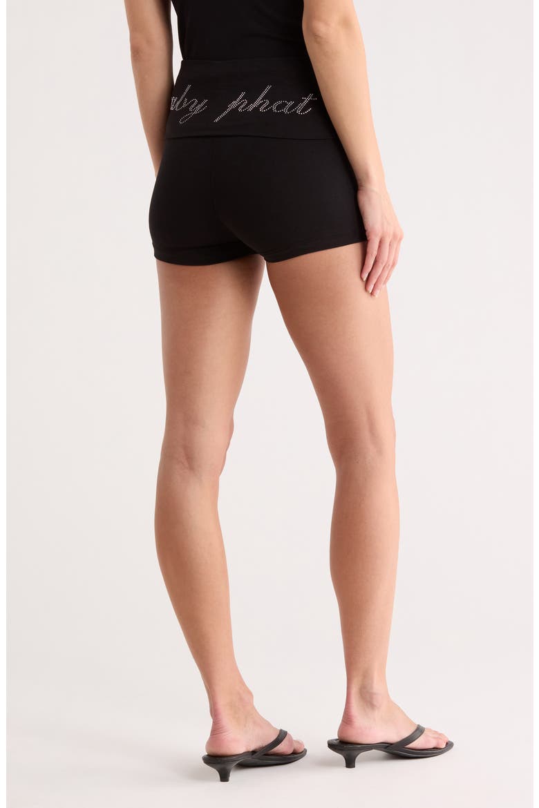 Fold Over Waist Jersey Booty Shorts, Alternate, color, BLACK