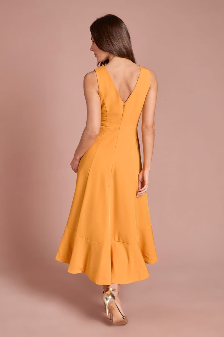 Crepe Ruffle Low Back Dress, Alternate, color, Orange