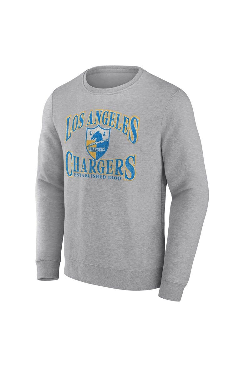 Men's Fanatics Branded Heather Charcoal Los Angeles Chargers Playability Pullover Sweatshirt, Alternate, color, Heather Gray