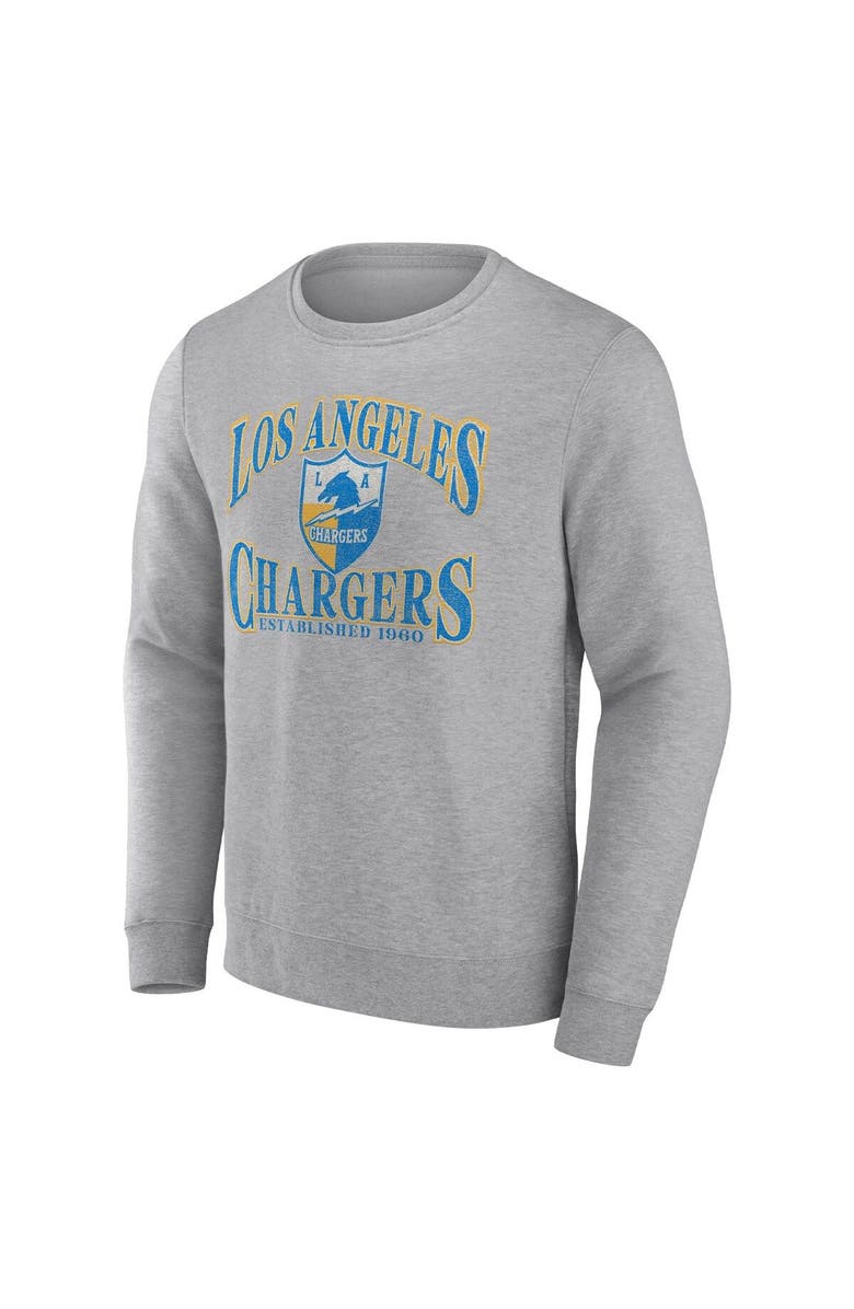FANATICS Men's Fanatics Branded Heather Charcoal Los Angeles Chargers Playability Pullover Sweatshirt, Alternate, color, 