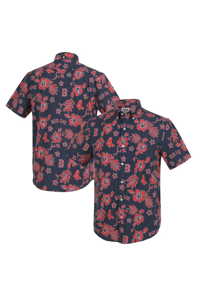 Men's Reyn Spooner  Navy Boston Red Sox Cooperstown Kekai Performance Button-Down Tri-Blend Top, Main, color, Navy