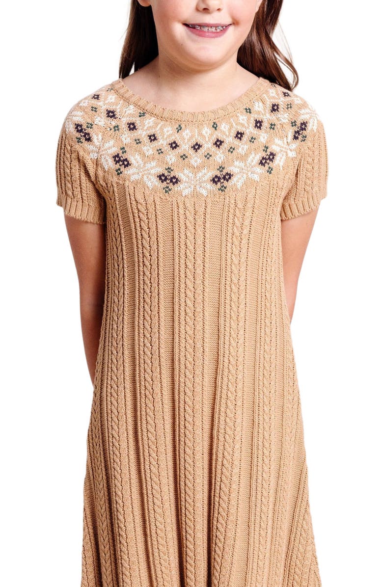 Hope & Henry Baby Girls' Organic Fair Isle Cable Sweater Dress, Infant, Alternate, color, 