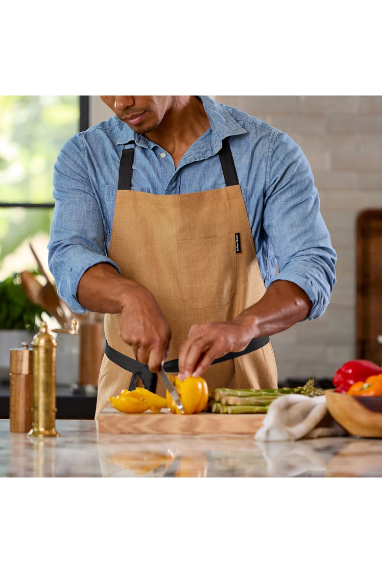 Everyday Linen Apron, Alternate, color, Brown / Black