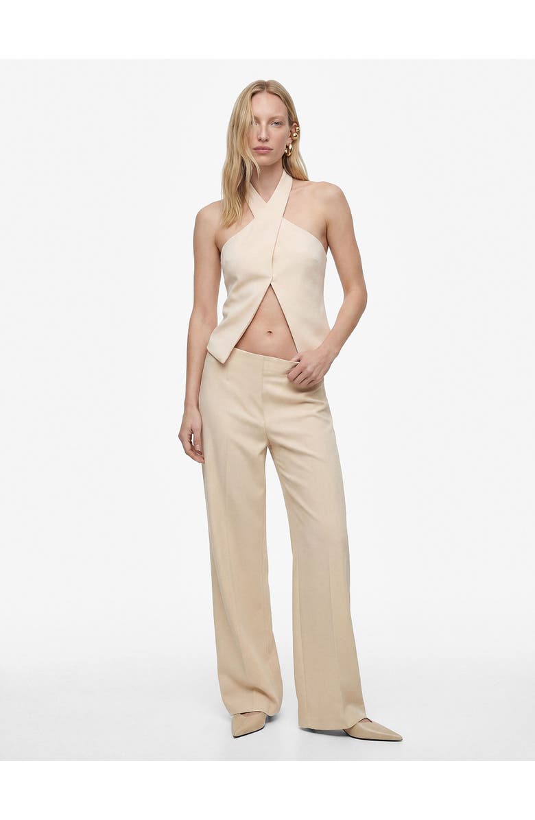 Koton High Waist Wide Leg Trousers, Main, color, Ecru