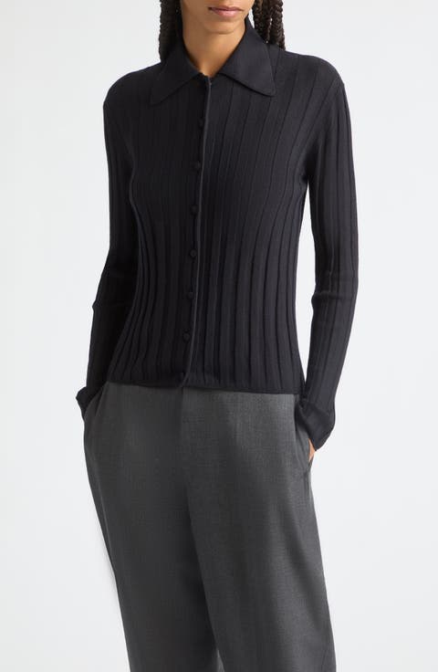 Rib Extrafine Merino Wool Cardigan
