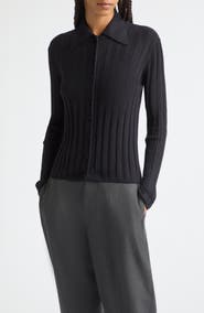 PLAN C Rib Extrafine Merino Wool Cardigan