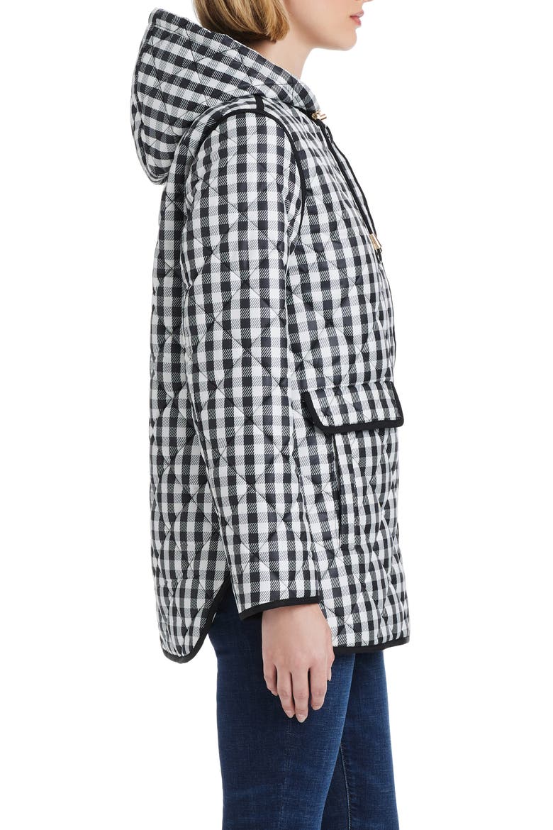 spade flower water resistant gingham quilted jacket, Alternate, color, GINGHAM FIELD SMALL