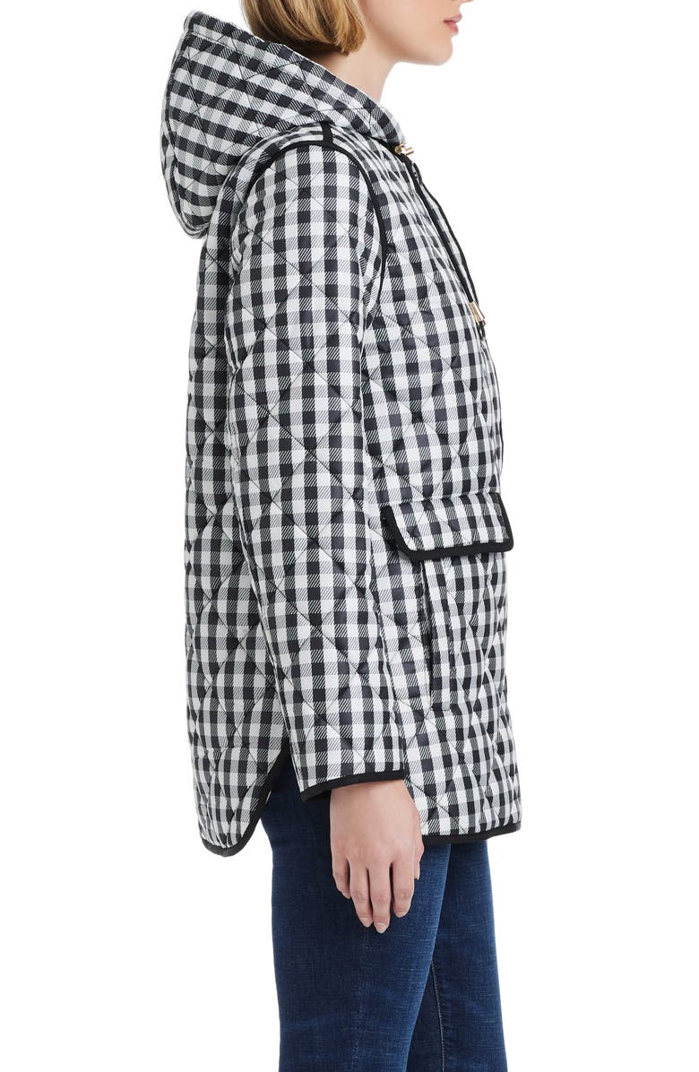 Kate Spade New York spade flower water resistant gingham quilted jacket, Alternate, color, Gingham Field Small