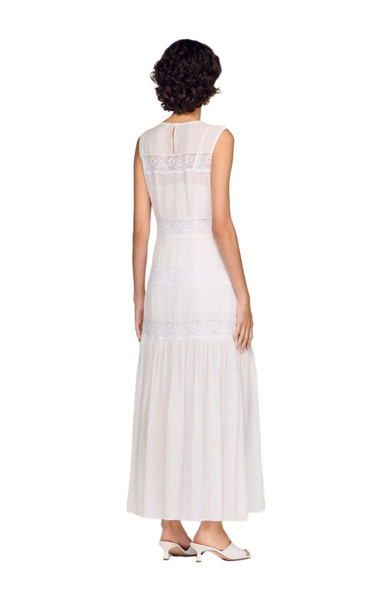 SANDRO Crepon maxi dress, Alternate, color, White