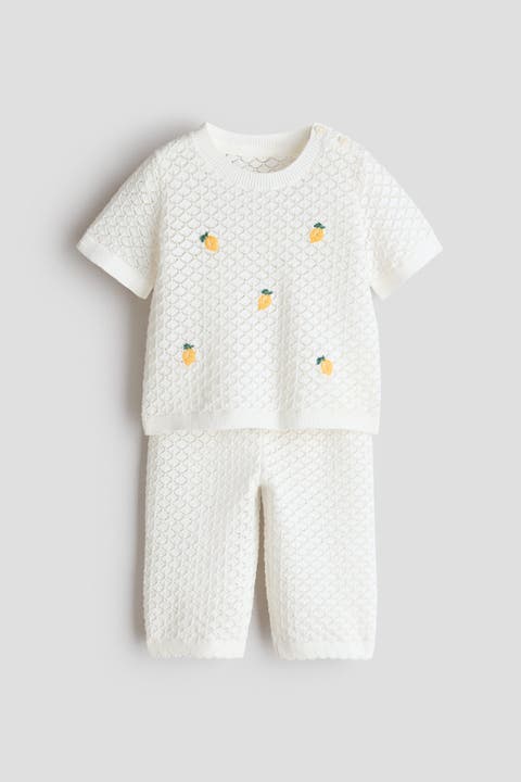 2-piece pointelle-knit cotton set