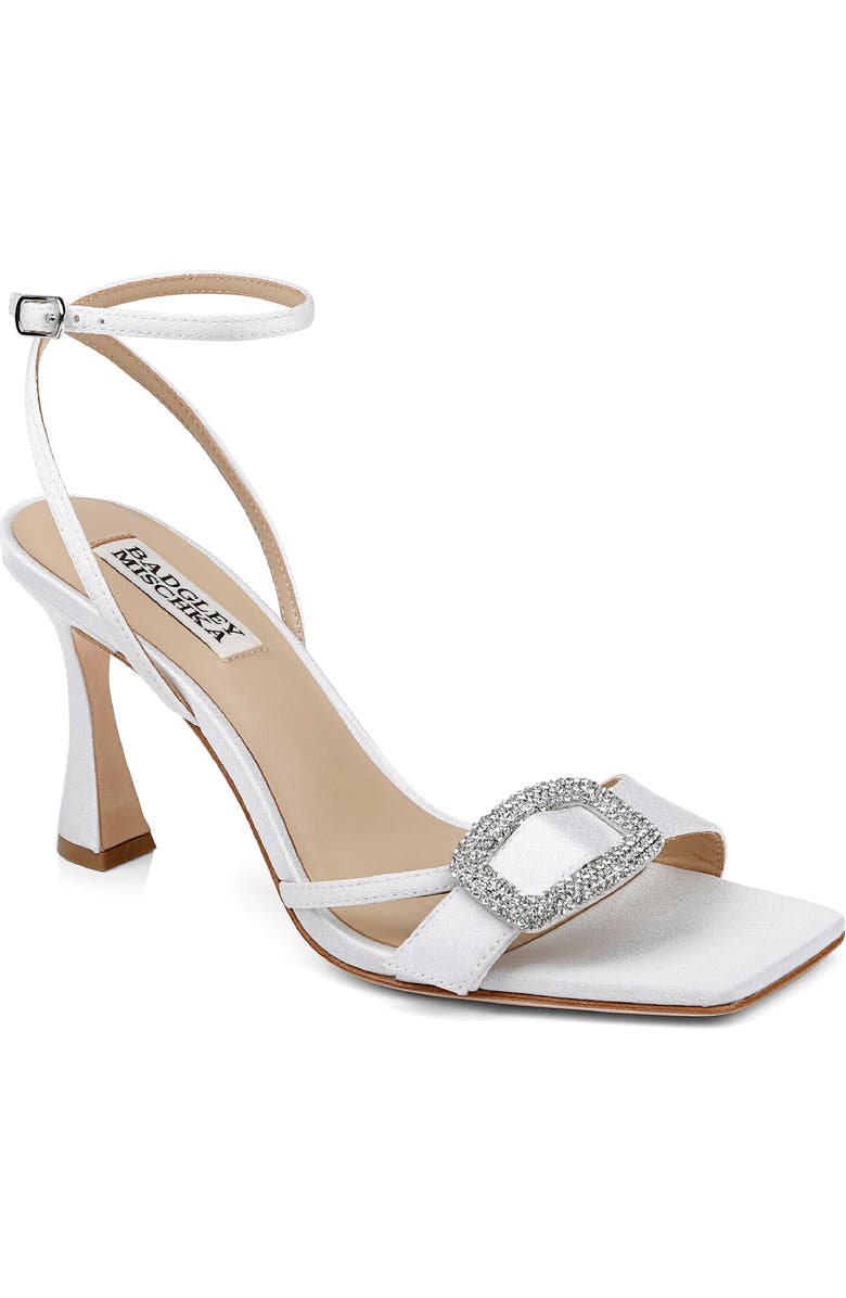 Badgley Mischka Collection Judith Ankle Strap Sandal, Main, color, White Crepe