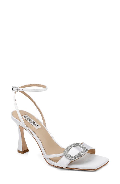 Badgley Mischka Collection Judith Ankle Strap Sandal in White Crepe 