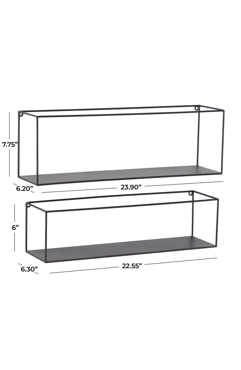 COSMO BY COSMOPOLITAN Black Metal Modern Wall Shelf - Set of 2, Alternate, color, Black